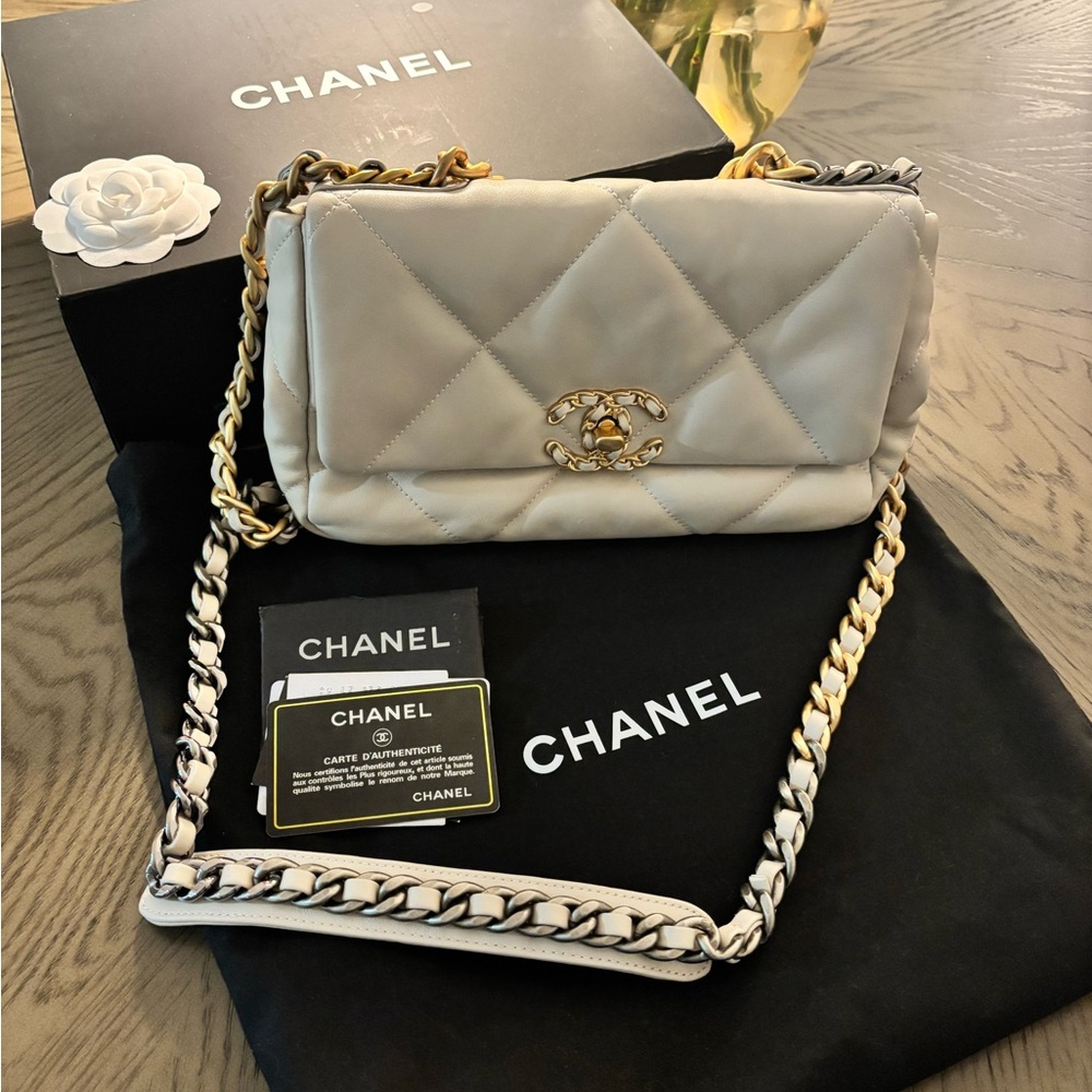 CHANEL Large Lambskin 19 Flap satchel